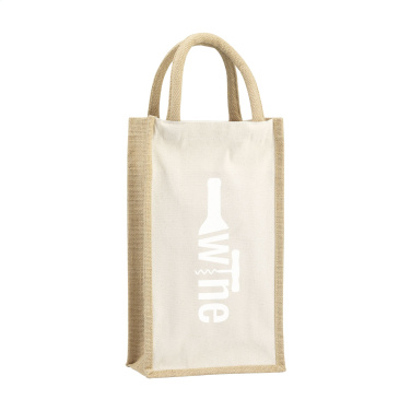 Logo trade corporate gifts image of: Jute Canvas Double Wine Bag