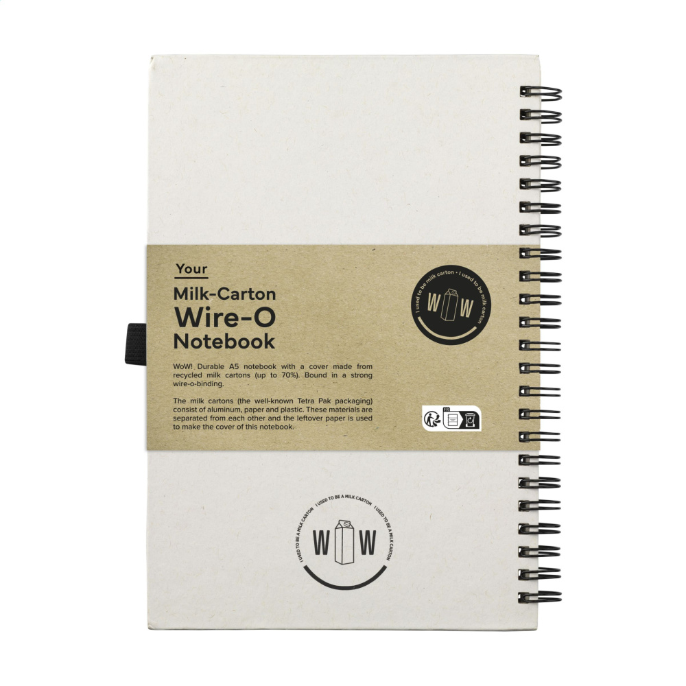Logotrade promotional merchandise image of: Milk-Carton Wire-O Paper Notebook A5