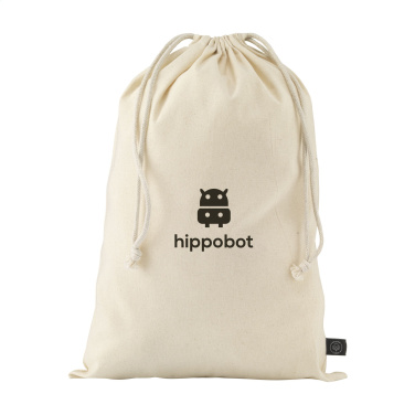 Logo trade promotional products image of: Gift Pouch Natural GRS Recycled Cotton (150 g/m²) L