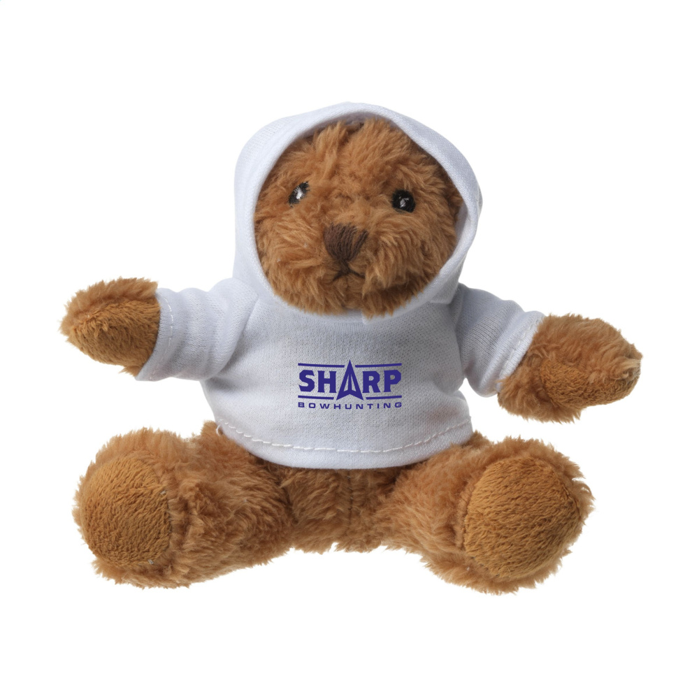 Logo trade promotional giveaways image of: HoodedBear bear cuddle toy