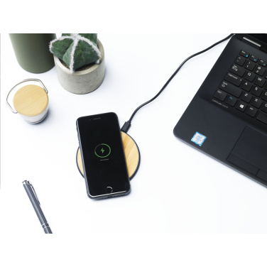 Logo trade promotional products image of: Bamboo 10W Wireless Charger wireless fast charger