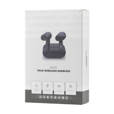 Logo trade promotional merchandise image of: Aron TWS Wireless Earbuds in Charging Case