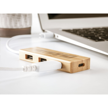 Logo trade business gifts image of: Bamboo USB Hub