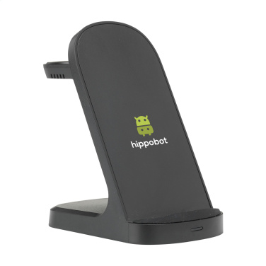 Logo trade promotional gifts image of: Triple-Up RCS Recycled ABS Wireless Charger Stand