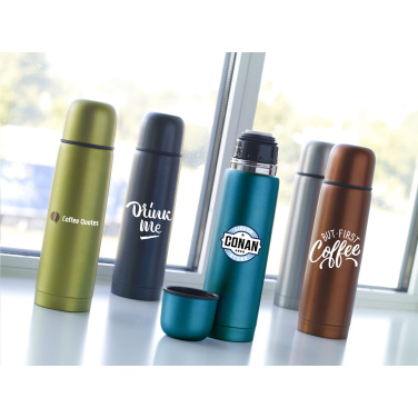Logo trade promotional item photo of: Frosted Bottle RCS Recycled Steel 500 ml thermo bottle