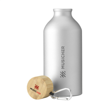 Logo trade advertising products picture of: AluBamboo GRS Recycled Alu 500 ml water bottle