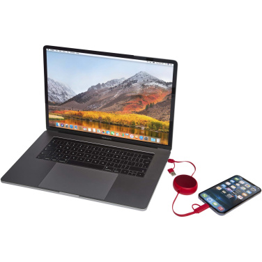 Logotrade promotional giveaway picture of: Alasia 5-in-1 100 cm recycled plastic and aluminium retractable data sync and 45W fast charge cable