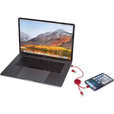 Logo trade corporate gifts picture of: Alasia 5-in-1 recycled aluminium and plastic 30 cm data sync and 27W fast charge cable