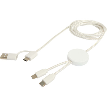 Logo trade corporate gifts image of: Citala 5-in-1 recycled plastic 150 cm data sync and 27W fast charge cable