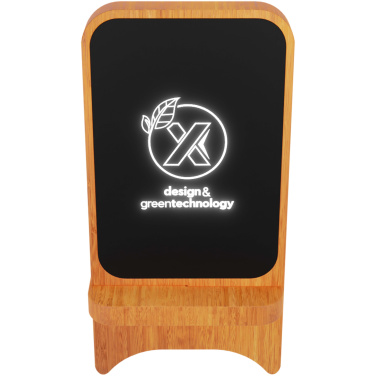 Logo trade promotional giveaways image of: SCX.design W16 10W light-up wireless wooden stand