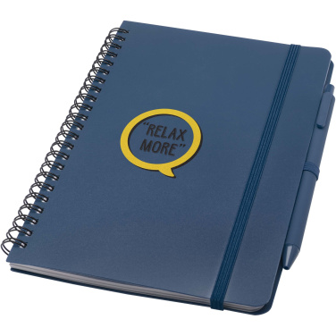 Logo trade business gift photo of: Thalaasa A5 ocean-bound hard cover notebook with ballpoint pen (black ink)