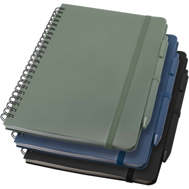 Logo trade promotional merchandise photo of: Thalaasa A5 ocean-bound hard cover notebook with ballpoint pen (black ink)