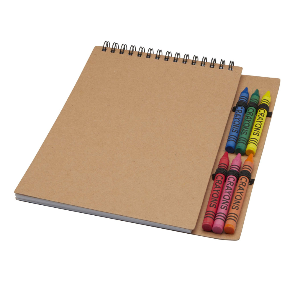 Logo trade corporate gift photo of: Doodle A5 spiral soft cover notebook and crayon set