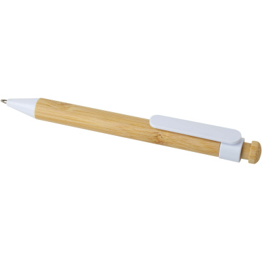 Logo trade promotional gifts image of: Rattan bamboo and recycled plastic ballpoint pen (black ink)