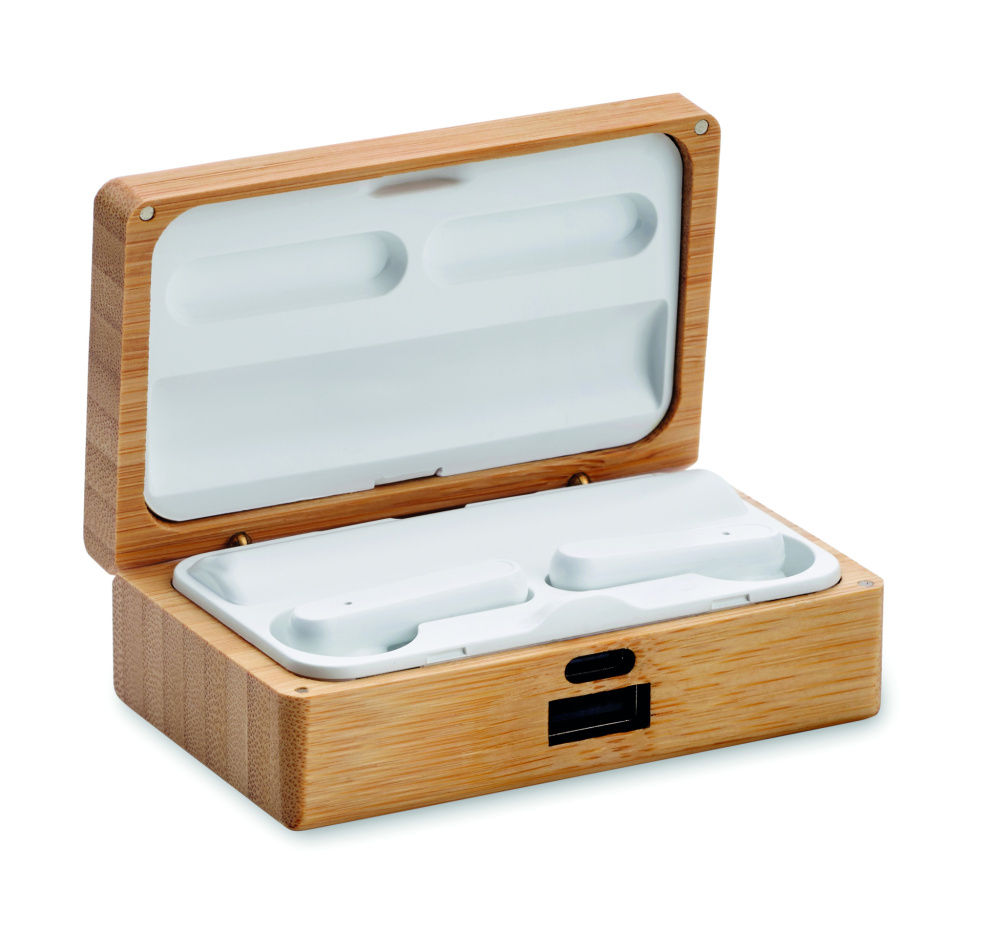 Logotrade corporate gifts photo of: TWS earbuds in bamboo case