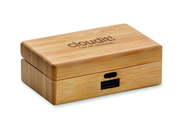 Logo trade promotional items picture of: TWS earbuds in bamboo case