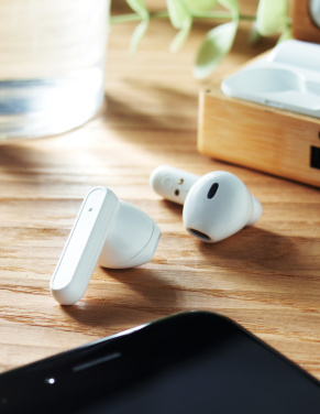 Logo trade corporate gifts picture of: TWS earbuds in bamboo case