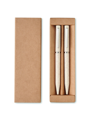 Logotrade corporate gifts photo of: Wheat straw/ABS twist pen set
