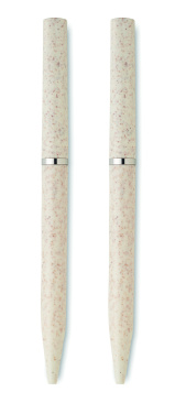 Logo trade promotional giveaway photo of: Wheat straw/ABS twist pen set