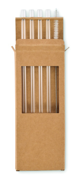 Logo trade advertising products image of: 4 reusable glass straws