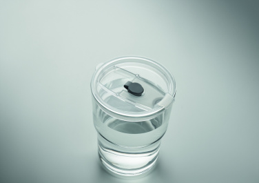 Logo trade business gifts image of: Glass tumbler with straw 400ml