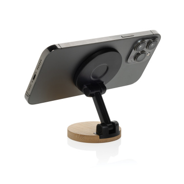 Logotrade promotional product picture of: Magmount RCS recycled plastic and bamboo phone stand
