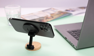 Logo trade promotional giveaways picture of: Magmount RCS recycled plastic and bamboo phone stand