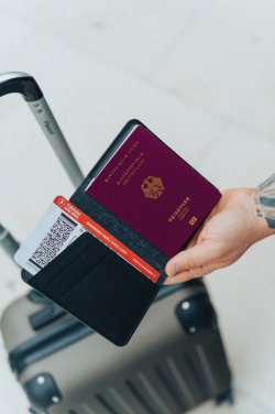 Logo trade business gifts image of: Trackmate RCS rpolyester passport holder worldwide locating