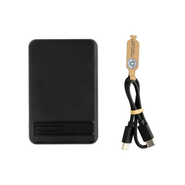 Logo trade promotional item photo of: Zen RCS rplastic 5000 mah 5W magnetic bamboo powerbank