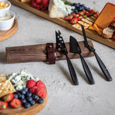 Logo trade promotional merchandise photo of: BOSKA Cheese Knife Set Monaco+ Black