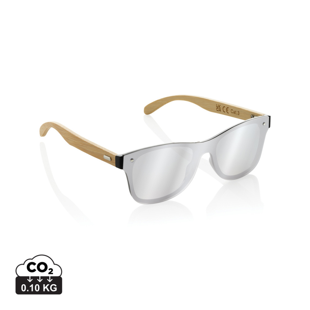 Logo trade promotional products image of: Prism RCS recycled plastic sunglasses with bamboo frame