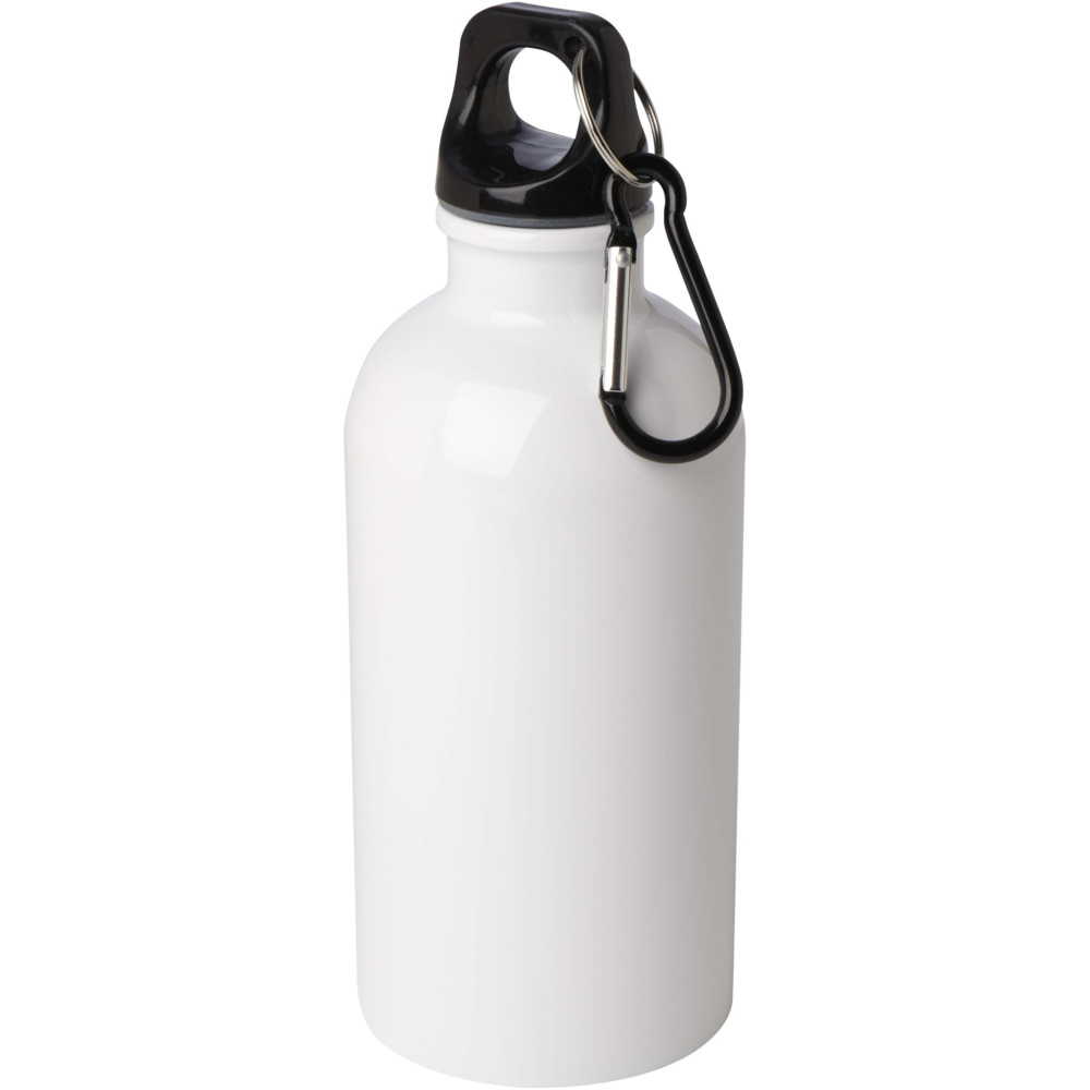 Logo trade promotional products image of: Oregon 400 ml RCS certified single wall stainless steel water bottle with carabiner
