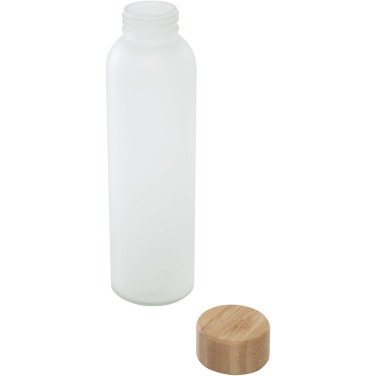 Logo trade promotional merchandise photo of: Lume 500 ml matte soda lime glass bottle with bamboo lid