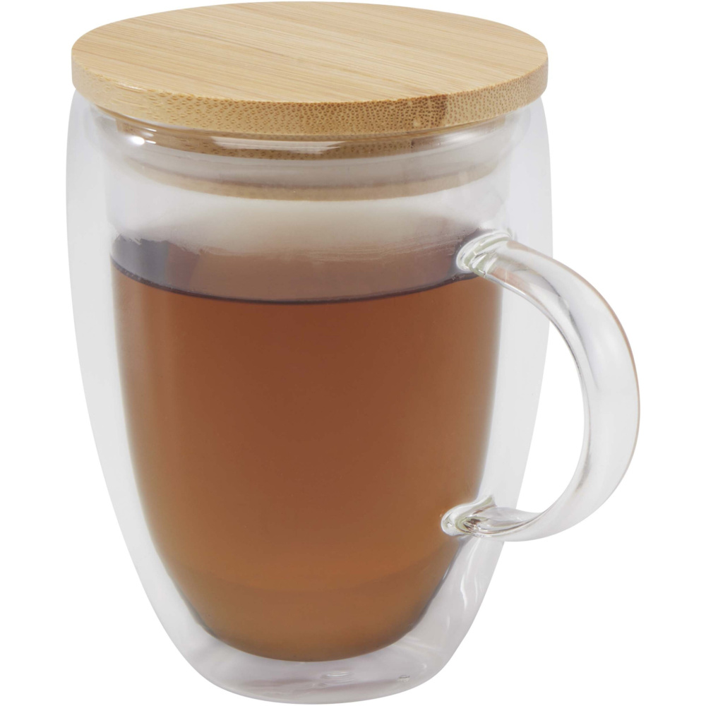 Logotrade promotional gift image of: Leona 350 ml glass cup with bamboo lid