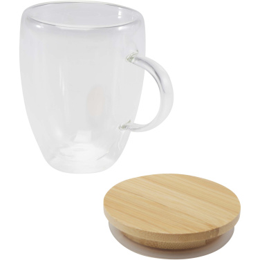 Logo trade corporate gifts image of: Leona 350 ml glass cup with bamboo lid