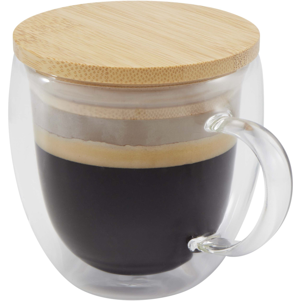 Logotrade promotional item image of: Lenora 250 ml glass cup with bamboo lid