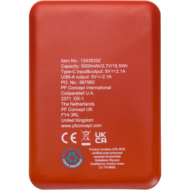 Logotrade promotional merchandise photo of: Asama 5000 mAh Type-C recycled plastic power bank