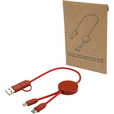 Logotrade promotional gift image of: Citala 5-in-1 recycled plastic 30 cm data sync and 27W fast charge cable