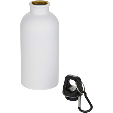 Logotrade promotional product picture of: Oregon 400 ml matte RCS recycled single wall stainless steel water bottle with carabiner