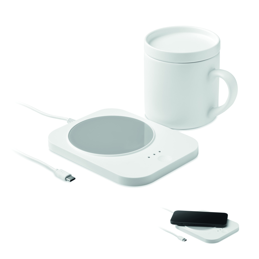 Logo trade promotional gift photo of: Wireless charger mug warmer set
