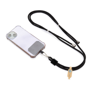 Logo trade promotional merchandise image of: CarryLoop RCS recycled PET adjustable phone holder lanyard