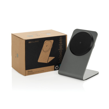 Logo trade promotional items picture of: Terra aluminium 15W magnetic wireless charging phone stand