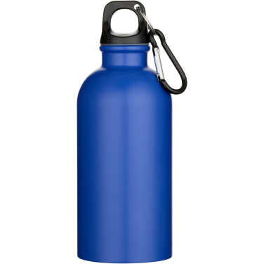 Logo trade promotional items image of: Oregon 400 ml matte RCS recycled single wall stainless steel water bottle with carabiner