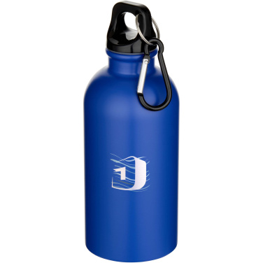 Logotrade promotional merchandise image of: Oregon 400 ml matte RCS recycled single wall stainless steel water bottle with carabiner