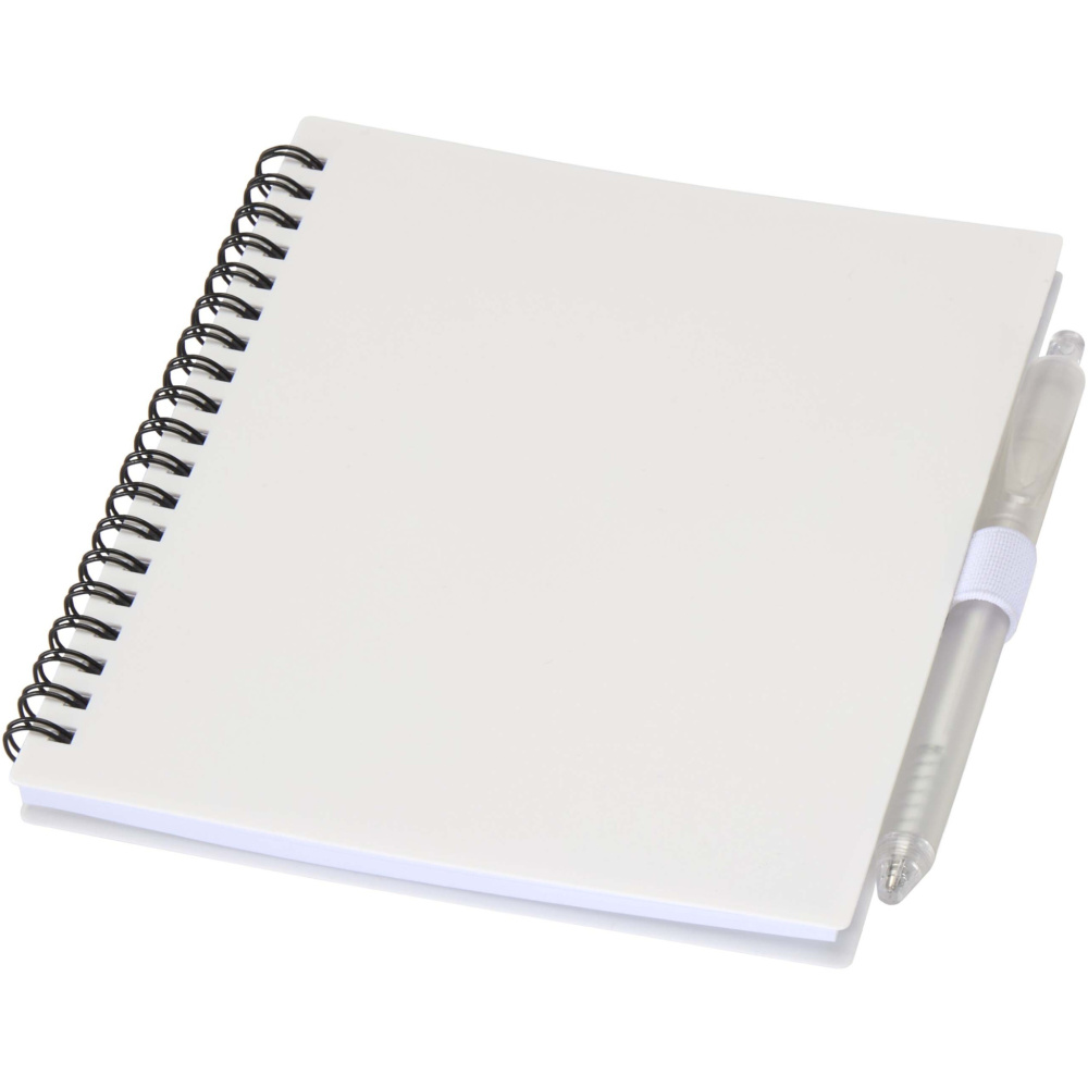 Logotrade promotional gift image of: Niove recycled plastic soft cover notebook and ballpoint pen set (blue ink)