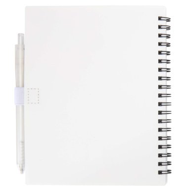 Logo trade business gift photo of: Niove recycled plastic soft cover notebook and ballpoint pen set (blue ink)