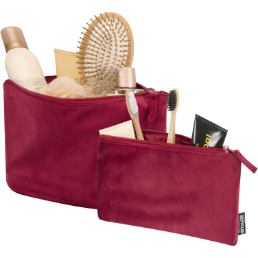 Logo trade promotional giveaways image of: Swift GRS recycled velvet toiletry bag set