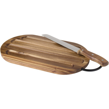 Logotrade promotional products photo of: Prestige acacia wood chopping board with bread knife