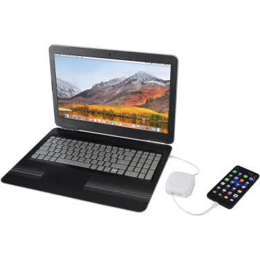 Logo trade promotional products image of: Gloas 5-in-1 recycled retractable data sync and 100W fast charge cable with smartphone tool kit