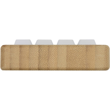 Logo trade promotional items image of: Algol recycled plastic phone stand and fidget toy with bamboo details